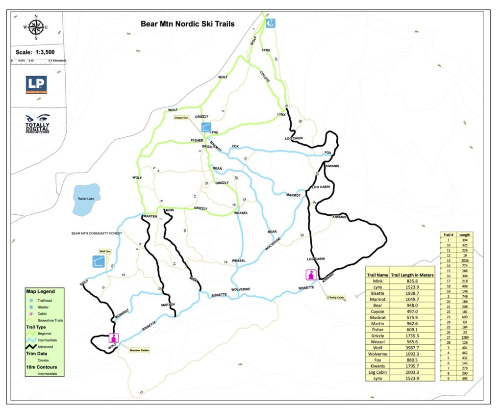 Bear Mountain Nordic Ski Association Ski Trail Maps: North-South
